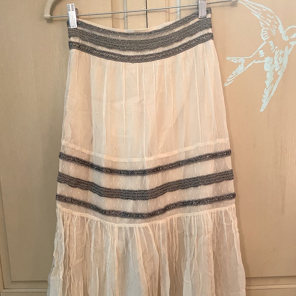 Moulinette Soeurs beaded silk midi skirt NWT